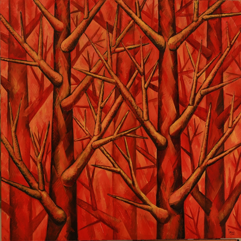 Harmony in Red   Original Oil On Canvas by Yuroz. 80" x 100" inches.